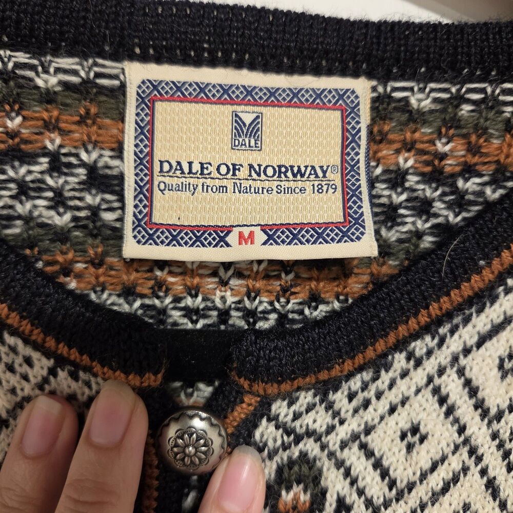 DALE OF NORWAY Fair Isle Knit Wool Cardigan Sweater Medium Nordic Vintage Multi - Picture 6 of 13